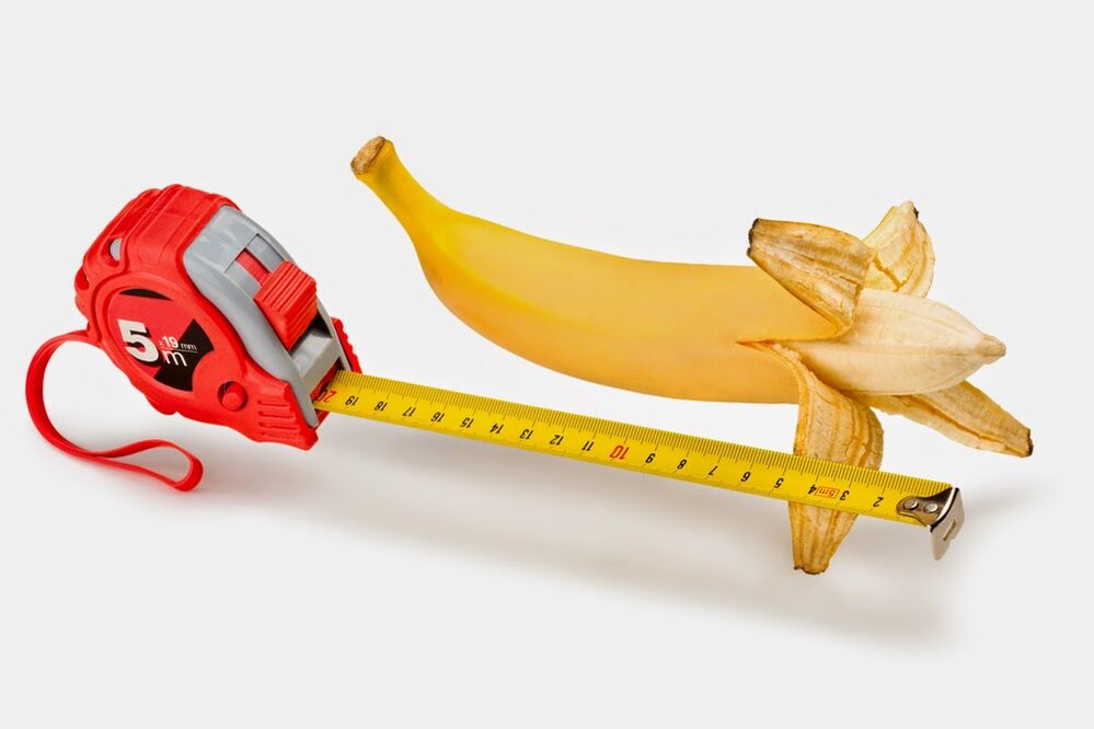 Banane und Zentimeter symbolisieren die Penisvergrößerung